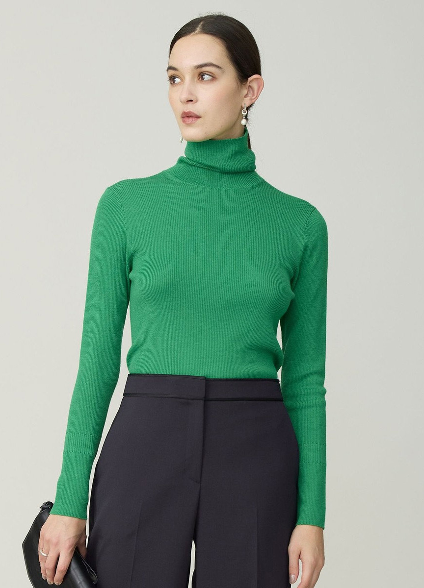 定番袖口設計高領針織衫